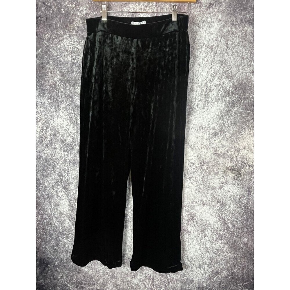 Chaus Pants Womens M Black Velvet Wide Leg Old Money Luxury Whimsigoth Regency‎